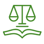 Green justice scales and book icon
