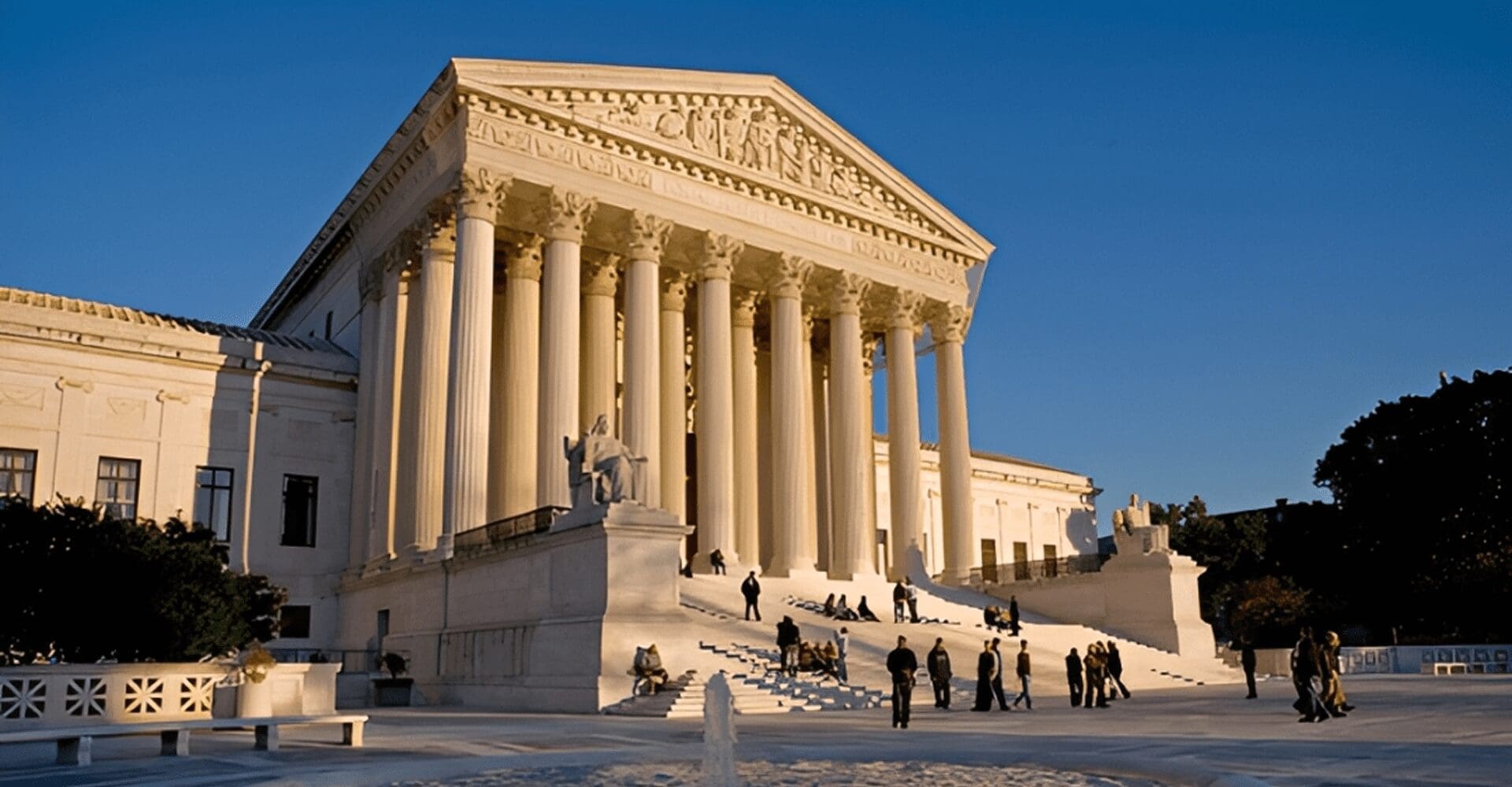 United States Supreme Court building with visitors
